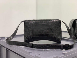 Balenciaga 671355 Women's Downtown XS Shoulder Bag Crocodile Embossed black buckle - Default Title - View 3