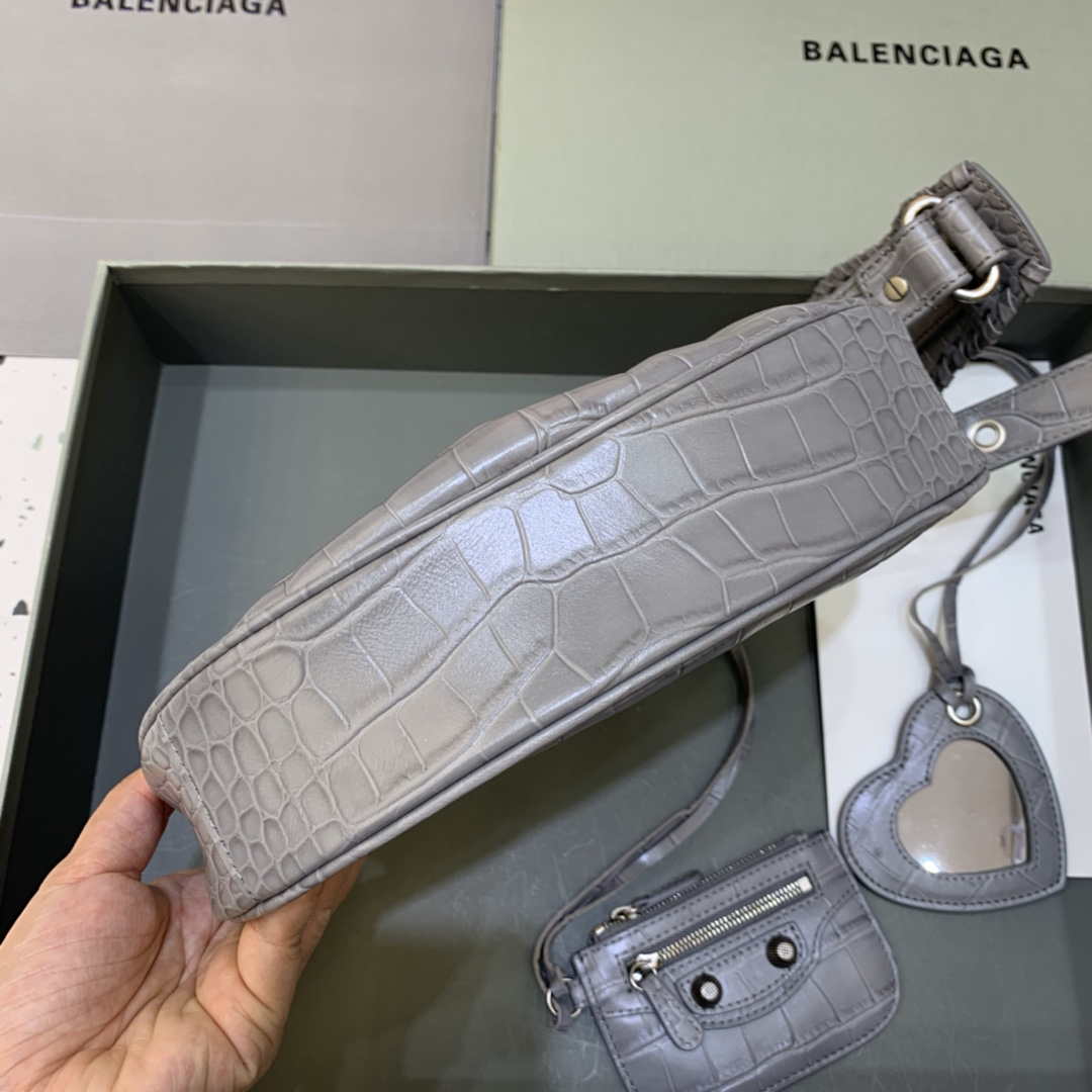 Balenciaga 6940271VG9 Le Cagole Mini Multipouch in Gray Crocodile