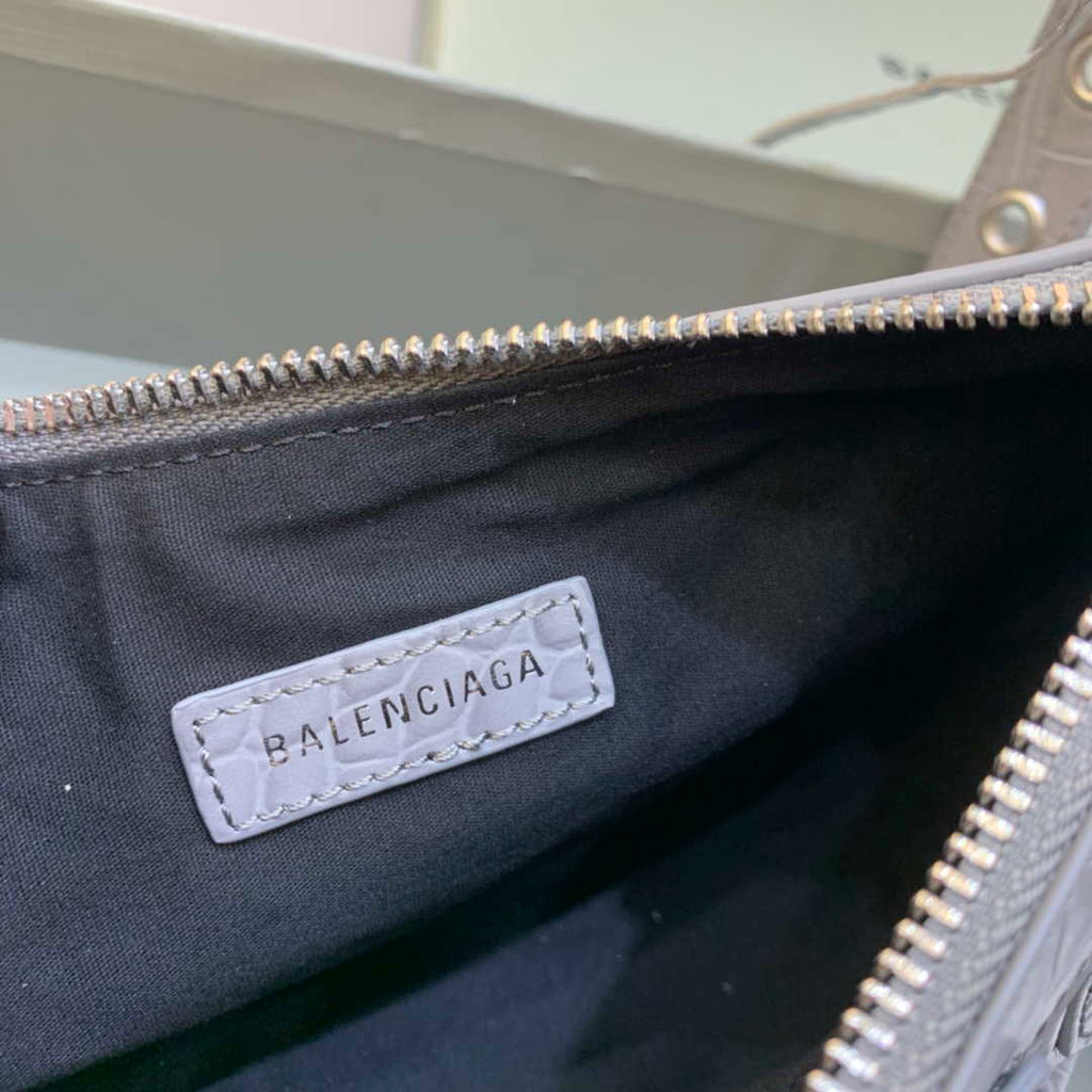 Balenciaga 6940271VG9 Le Cagole Mini Multipouch in Gray Crocodile
