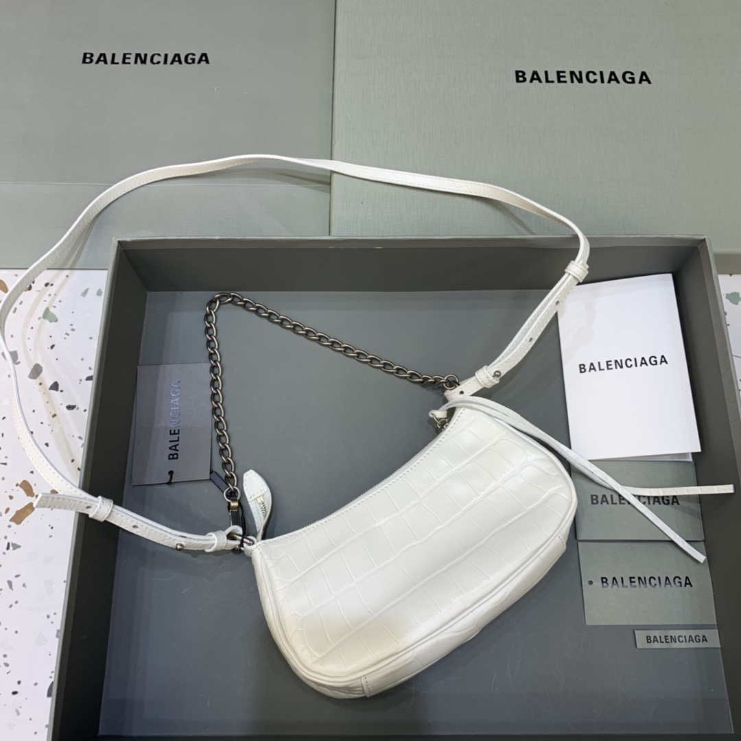 Balenciaga 6940271VG9 Le Cagole Mini Multipouch in White Crocodile - Default Title - View 2