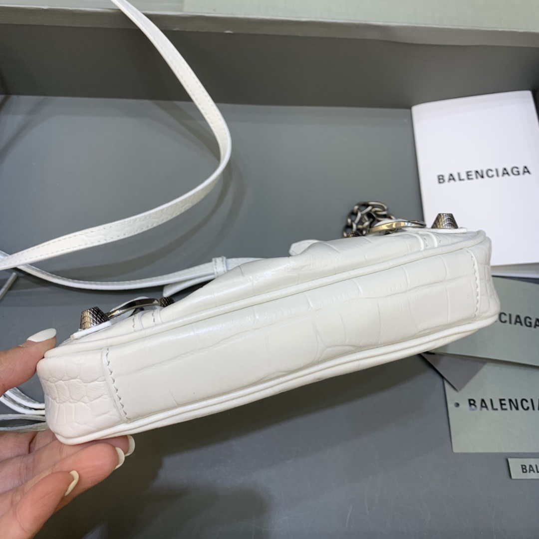 Balenciaga 6940271VG9 Le Cagole Mini Multipouch in White Crocodile