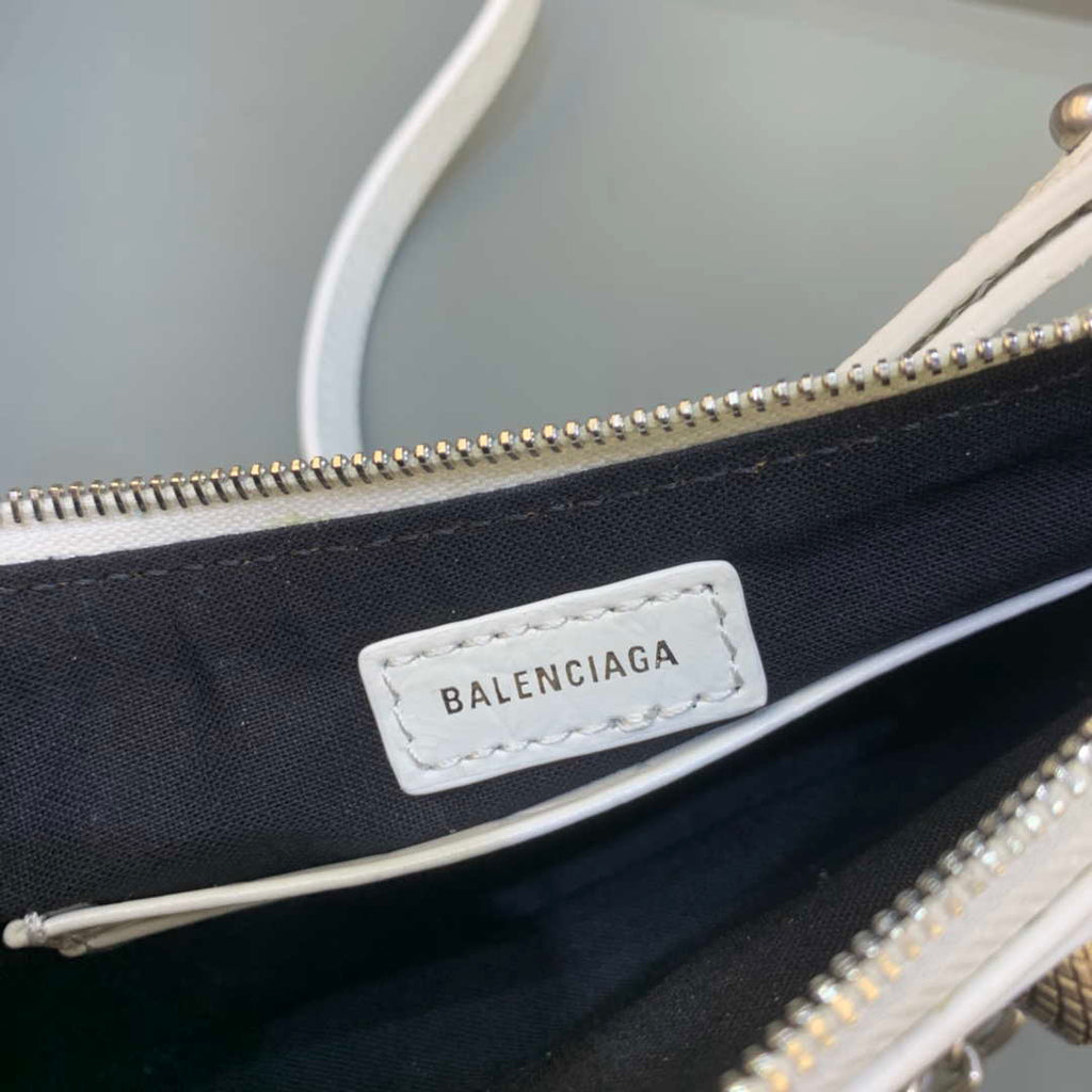 Balenciaga 6940271VG9 Le Cagole Mini Multipouch in White Crocodile