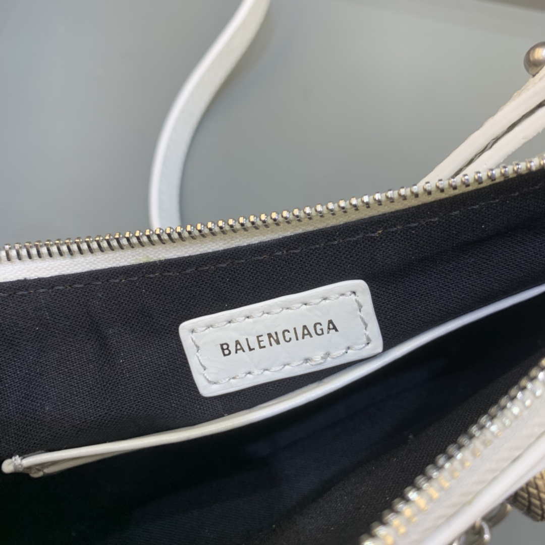Balenciaga 6940271VG9 Le Cagole Mini Multipouch in White Crocodile