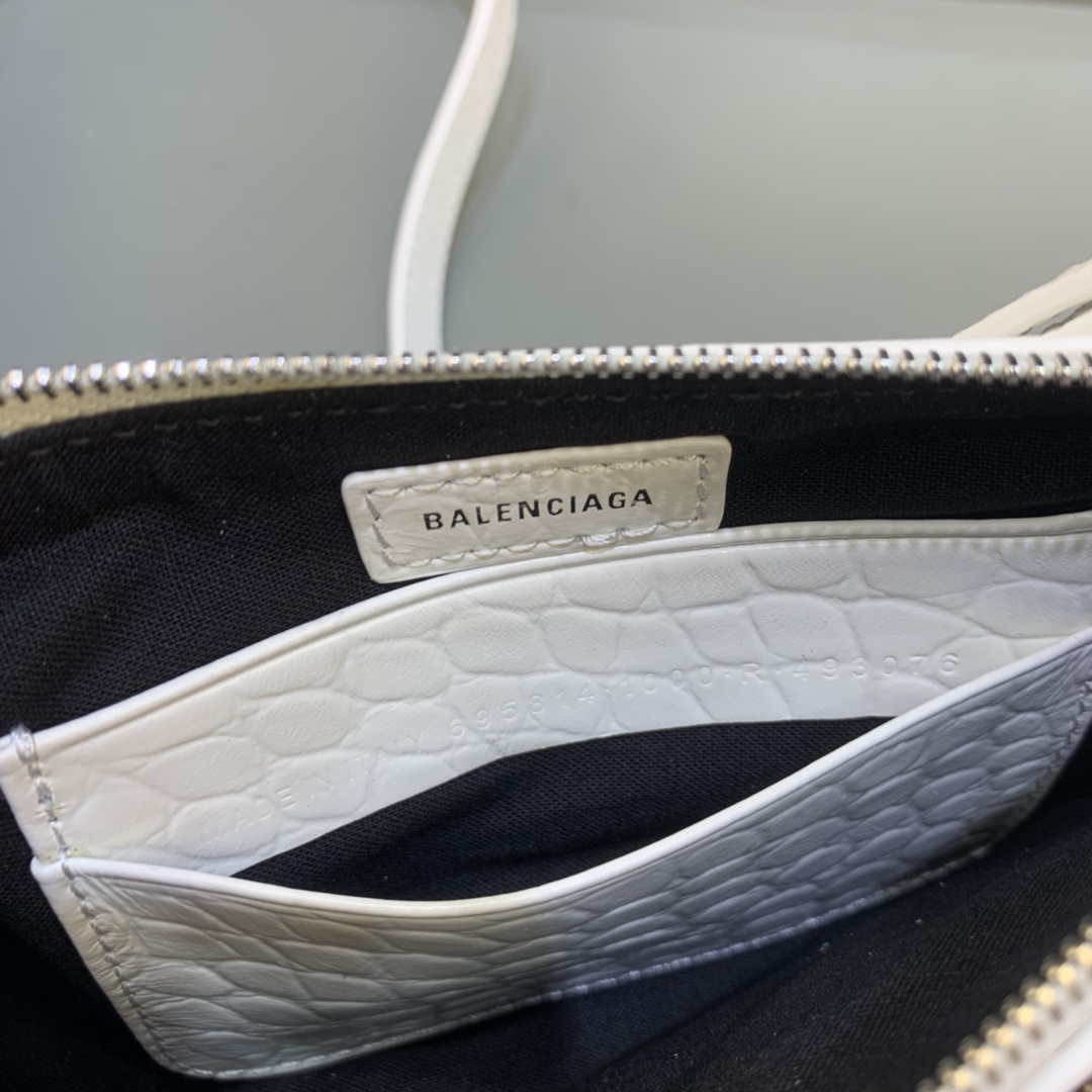 Balenciaga 6940271VG9 Le Cagole Mini Multipouch in White Crocodile