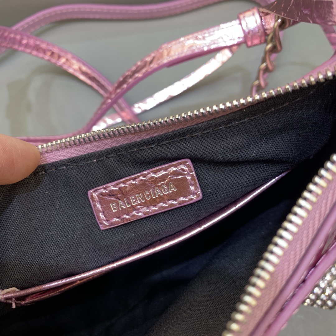 Balenciaga 6940271VG9 Le Cagole Mini Multipouch in Sky Pink Crocodile
