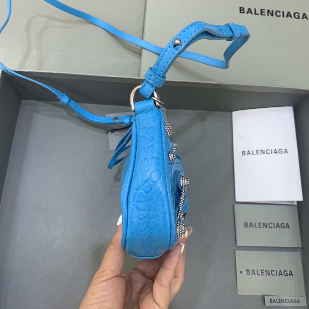 Balenciaga 6940271VG9 Le Cagole Mini Multipouch in Blue Crocodile