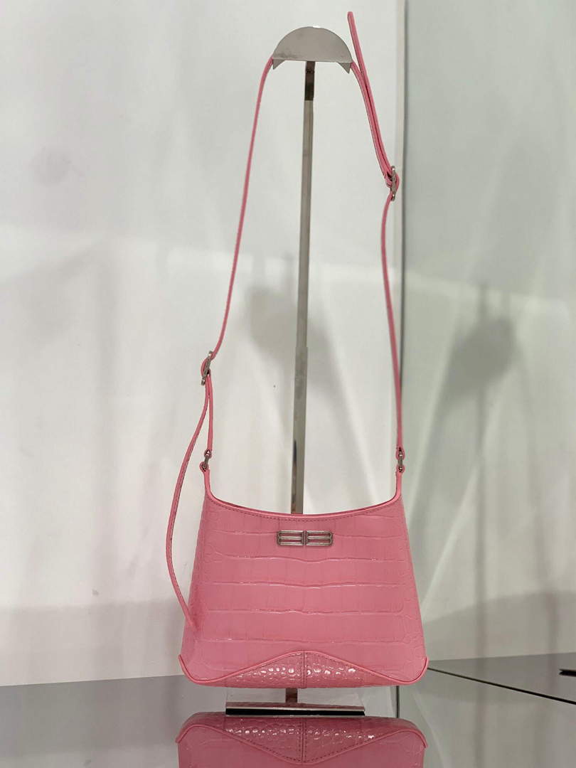 Balenciaga 695589 Women's XX Small Hobo Bag Crocodile Embossed Pink