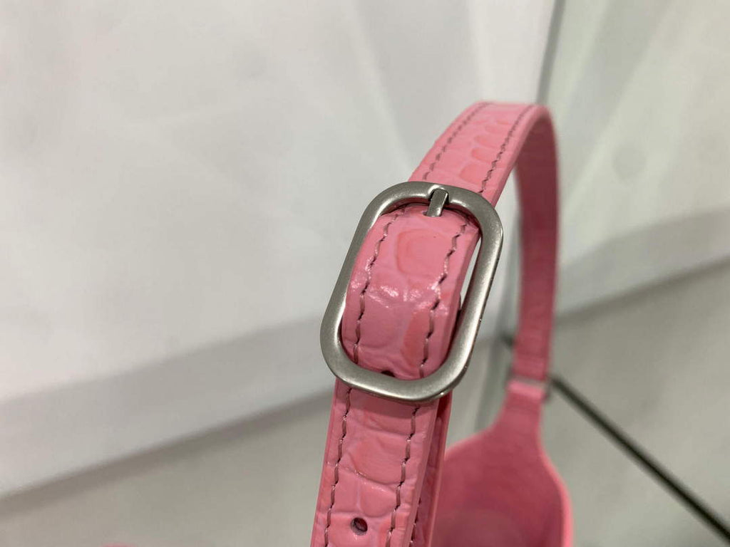 Balenciaga 695589 Women's XX Small Hobo Bag Crocodile Embossed Pink