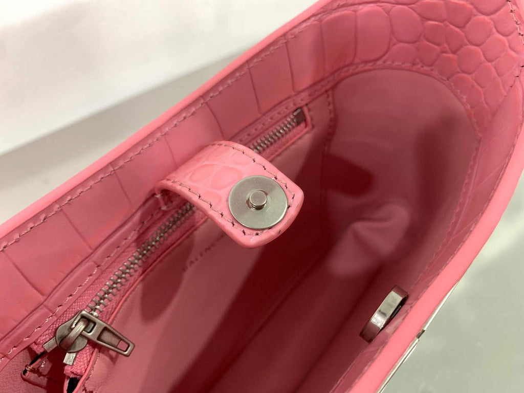Balenciaga 695589 Women's XX Small Hobo Bag Crocodile Embossed Pink