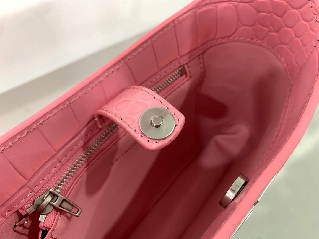 Balenciaga 695589 Women's XX Small Hobo Bag Crocodile Embossed Pink