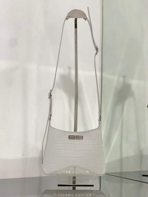 Balenciaga 695589 Women's XX Small Hobo Bag Crocodile Embossed White - Default Title - View 1