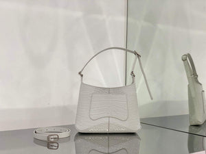 Balenciaga 695589 Women's XX Small Hobo Bag Crocodile Embossed White - Default Title - View 4