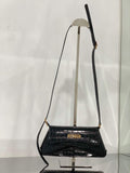 Balenciaga 695645 Women's XX Small Flap Bag Crocodile Embossed In Black