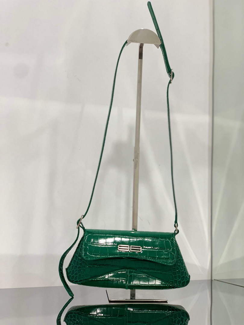 Balenciaga 695645 Women's XX Small Flap Bag Crocodile Embossed In Green