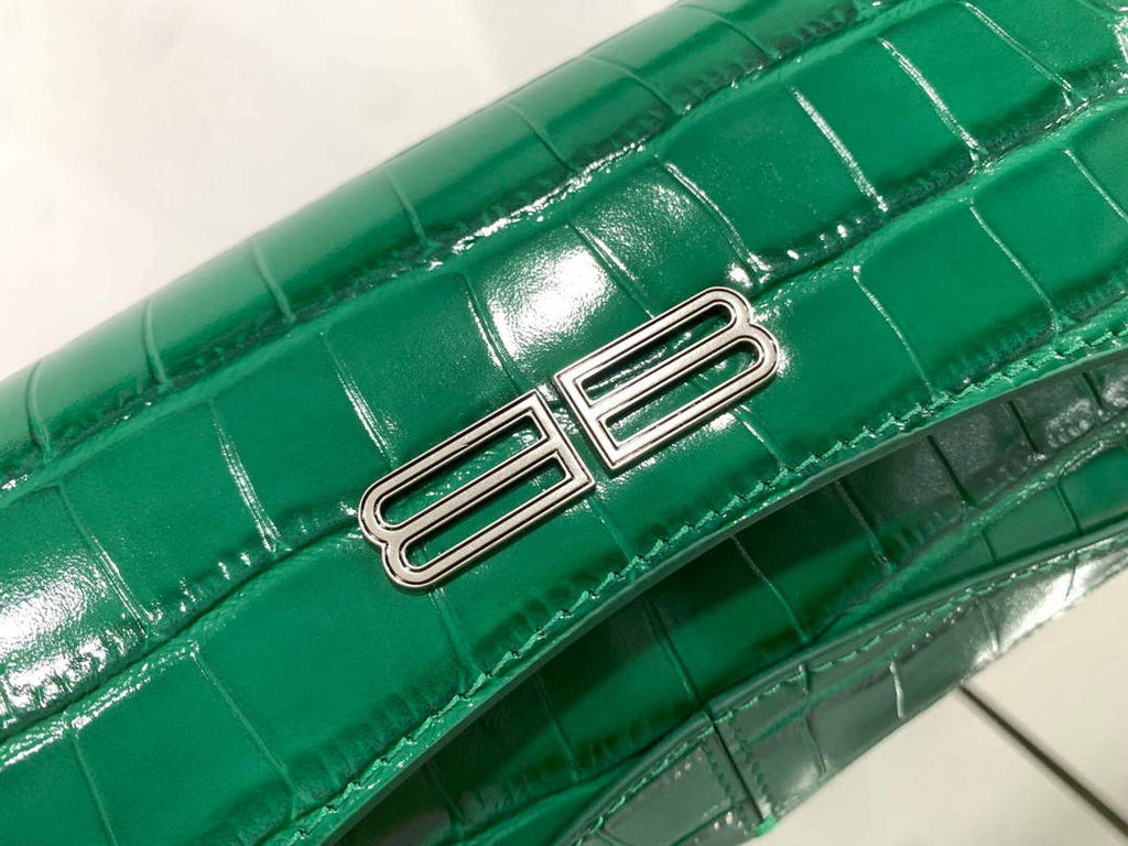 Balenciaga 695645 Women's XX Small Flap Bag Crocodile Embossed In Green
