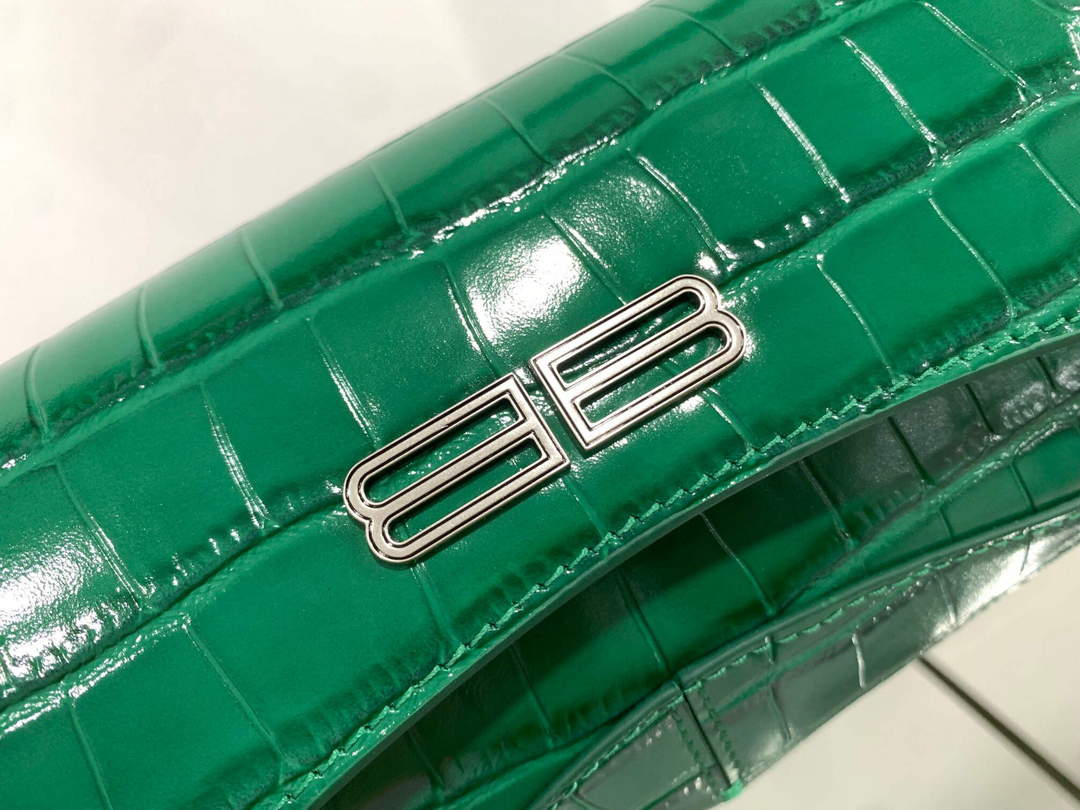 Balenciaga 695645 Women's XX Small Flap Bag Crocodile Embossed In Green