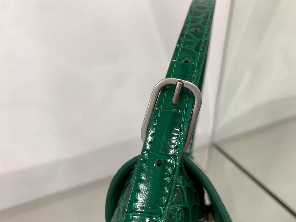 Balenciaga 695645 Women's XX Small Flap Bag Crocodile Embossed In Green