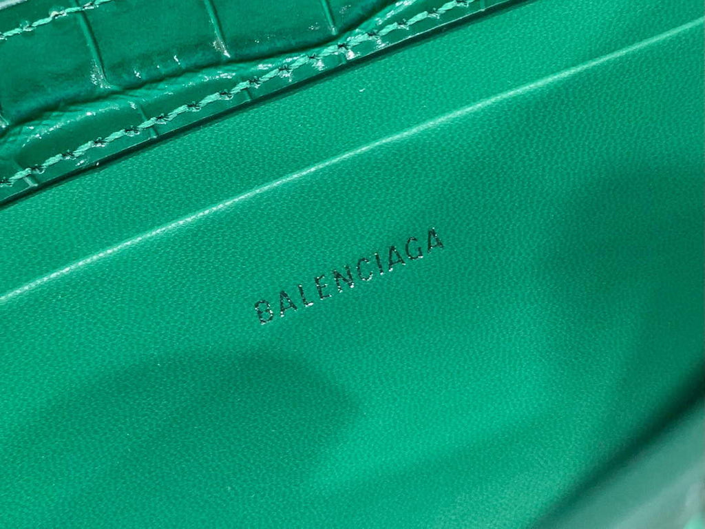 Balenciaga 695645 Women's XX Small Flap Bag Crocodile Embossed In Green