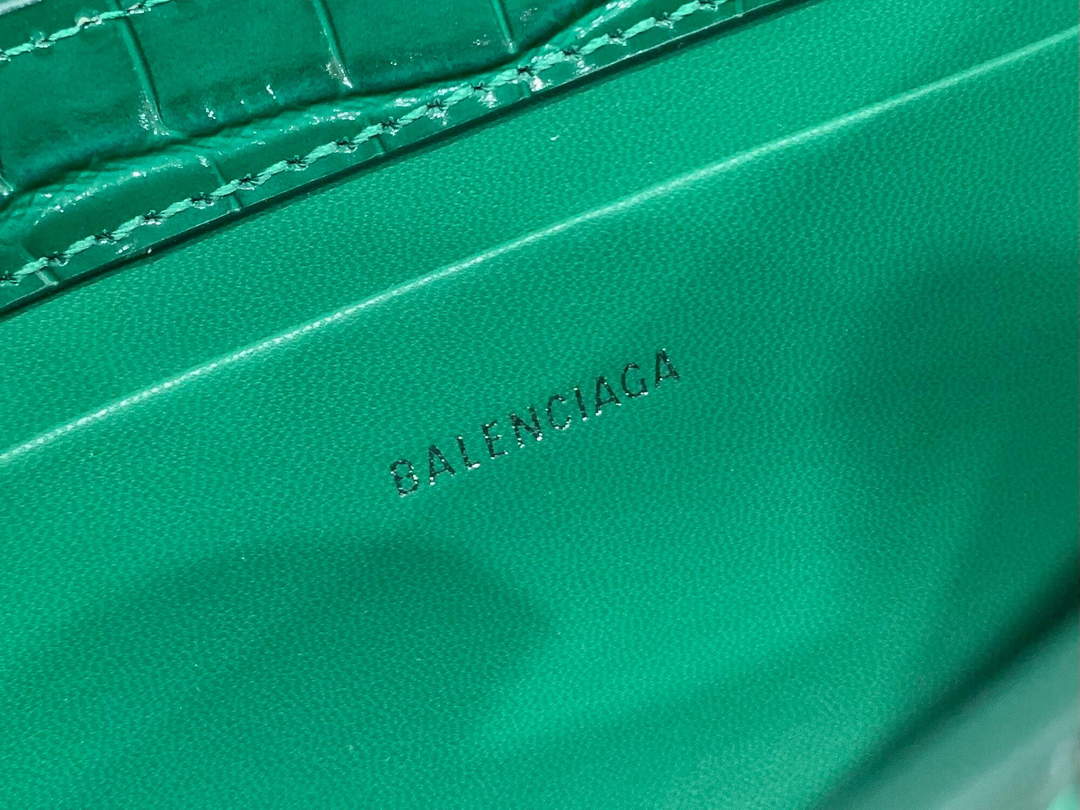 Balenciaga 695645 Women's XX Small Flap Bag Crocodile Embossed In Green