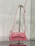 Balenciaga 695645 Women's XX Small Flap Bag Crocodile Embossed In Pink