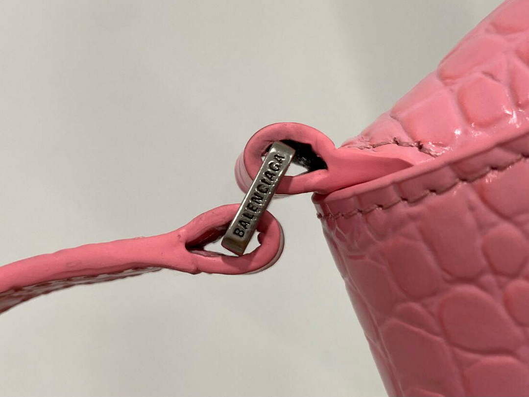 Balenciaga 695645 Women's XX Small Flap Bag Crocodile Embossed In Pink