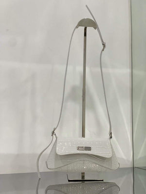 Balenciaga 695645 Women's XX Small Flap Bag Crocodile Embossed In White - Default Title - View 1