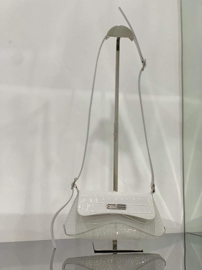 Balenciaga 695645 Women's XX Small Flap Bag Crocodile Embossed In White