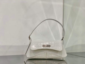 Balenciaga 695645 Women's XX Small Flap Bag Crocodile Embossed In White - Default Title - View 2