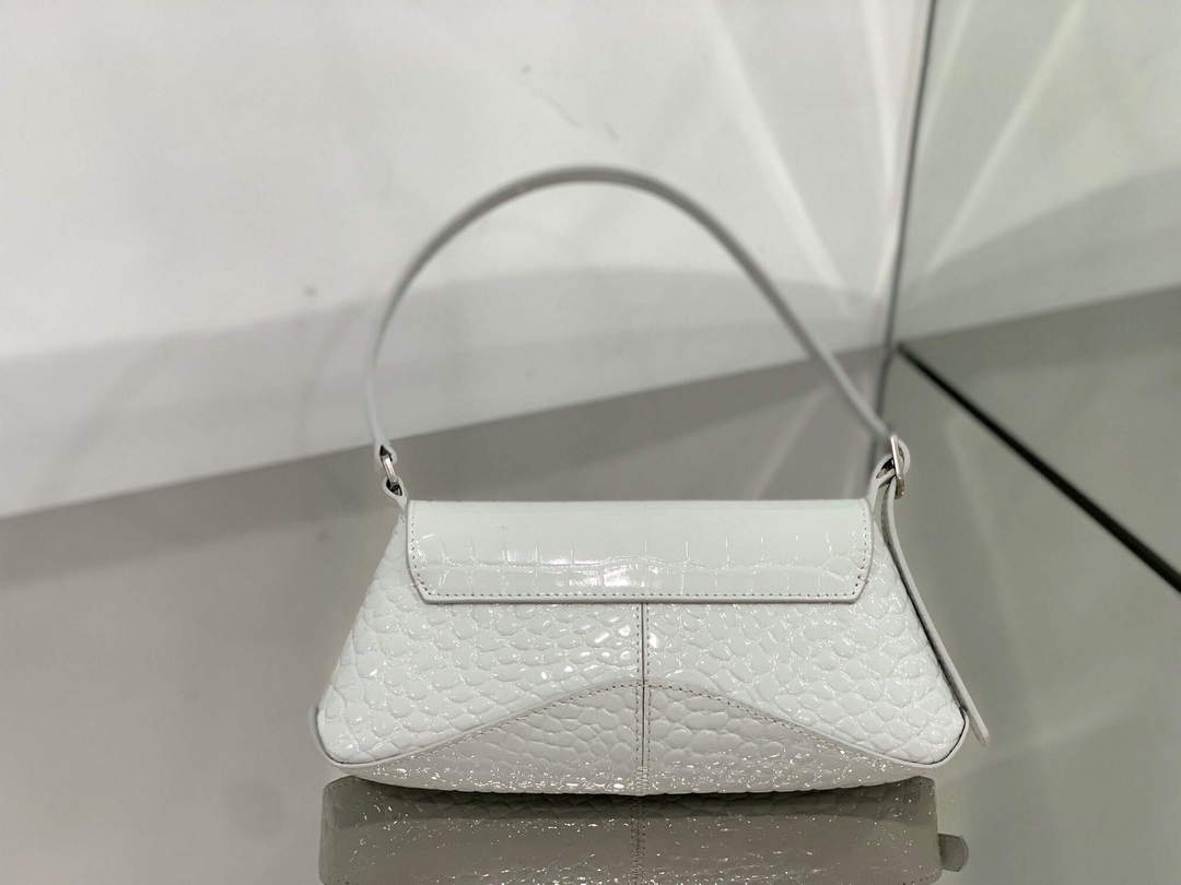 Balenciaga 695645 Women's XX Small Flap Bag Crocodile Embossed In White