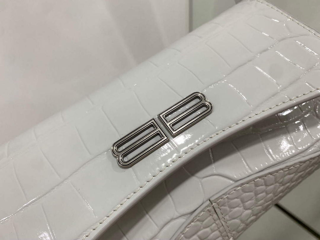 Balenciaga 695645 Women's XX Small Flap Bag Crocodile Embossed In White