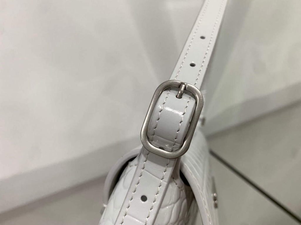 Balenciaga 695645 Women's XX Small Flap Bag Crocodile Embossed In White