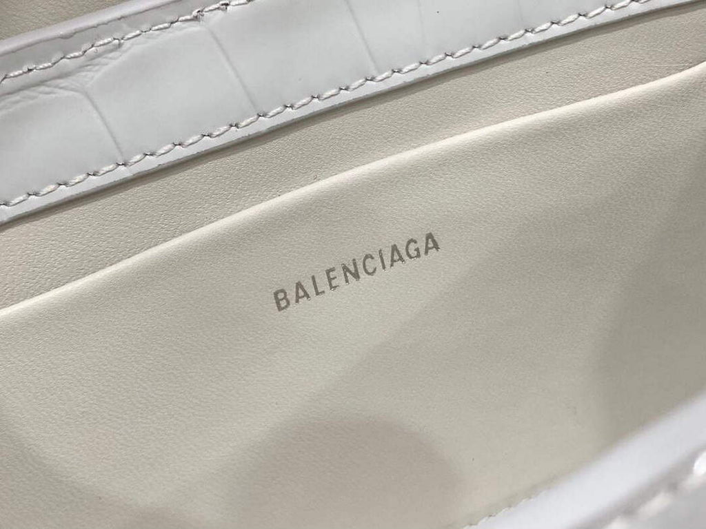 Balenciaga 695645 Women's XX Small Flap Bag Crocodile Embossed In White