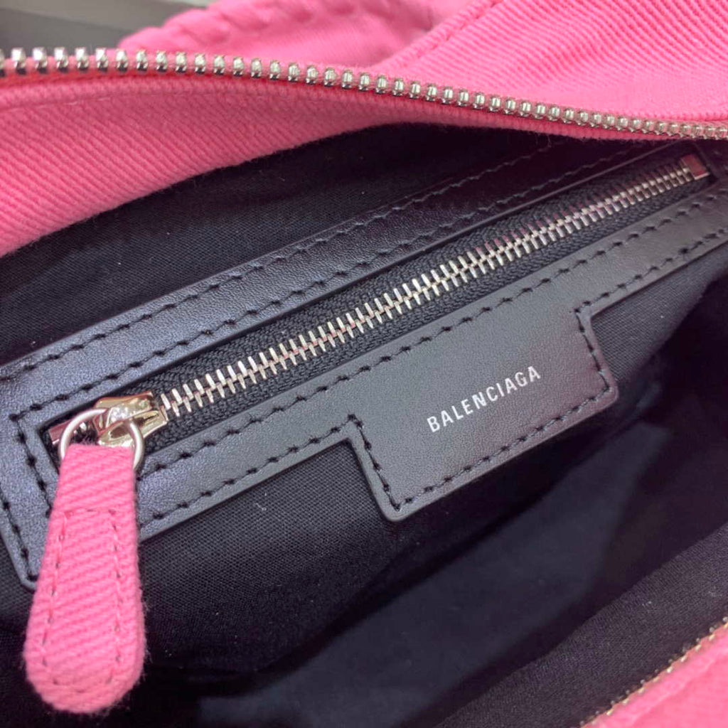 Balenciaga 700451210B Neo Cagole City Handbag in Denim Rose Red