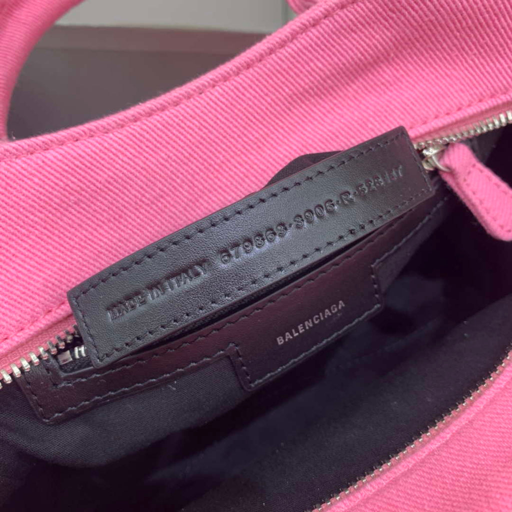 Balenciaga 700451210B Neo Cagole City Handbag in Denim Rose Red