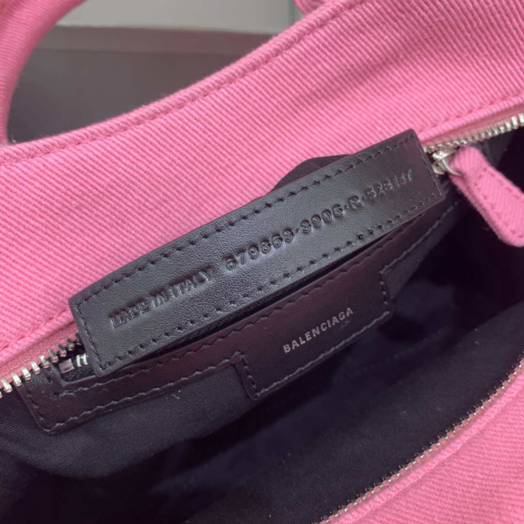 Balenciaga 700451210B Neo Cagole City Handbag in Denim Rose Red