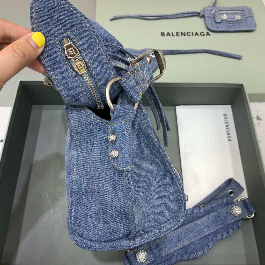Balenciaga 700451210B Neo Cagole City Handbag in Denim Blue