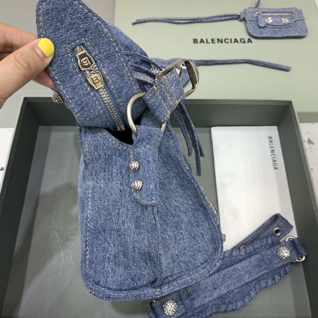 Balenciaga 700451210B Neo Cagole City Handbag in Denim Blue