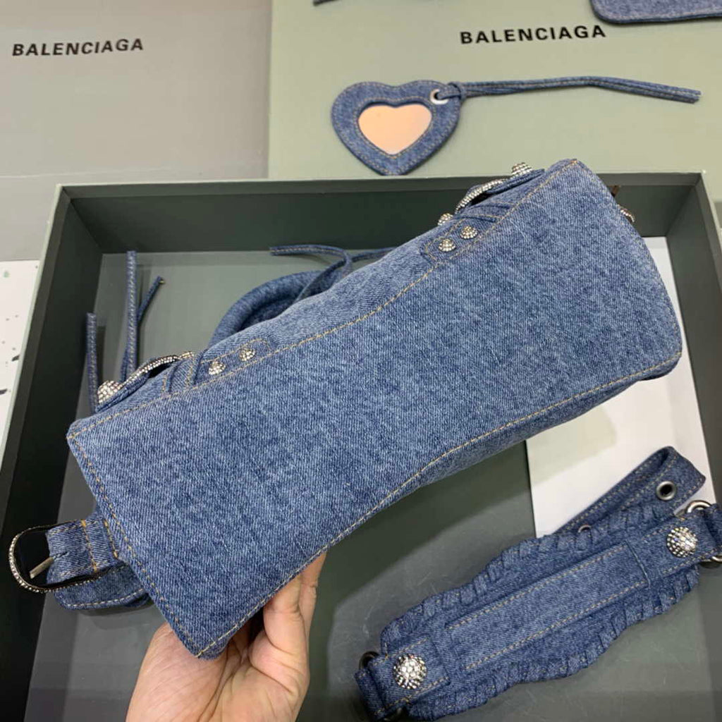 Balenciaga 700451210B Neo Cagole City Handbag in Denim Blue