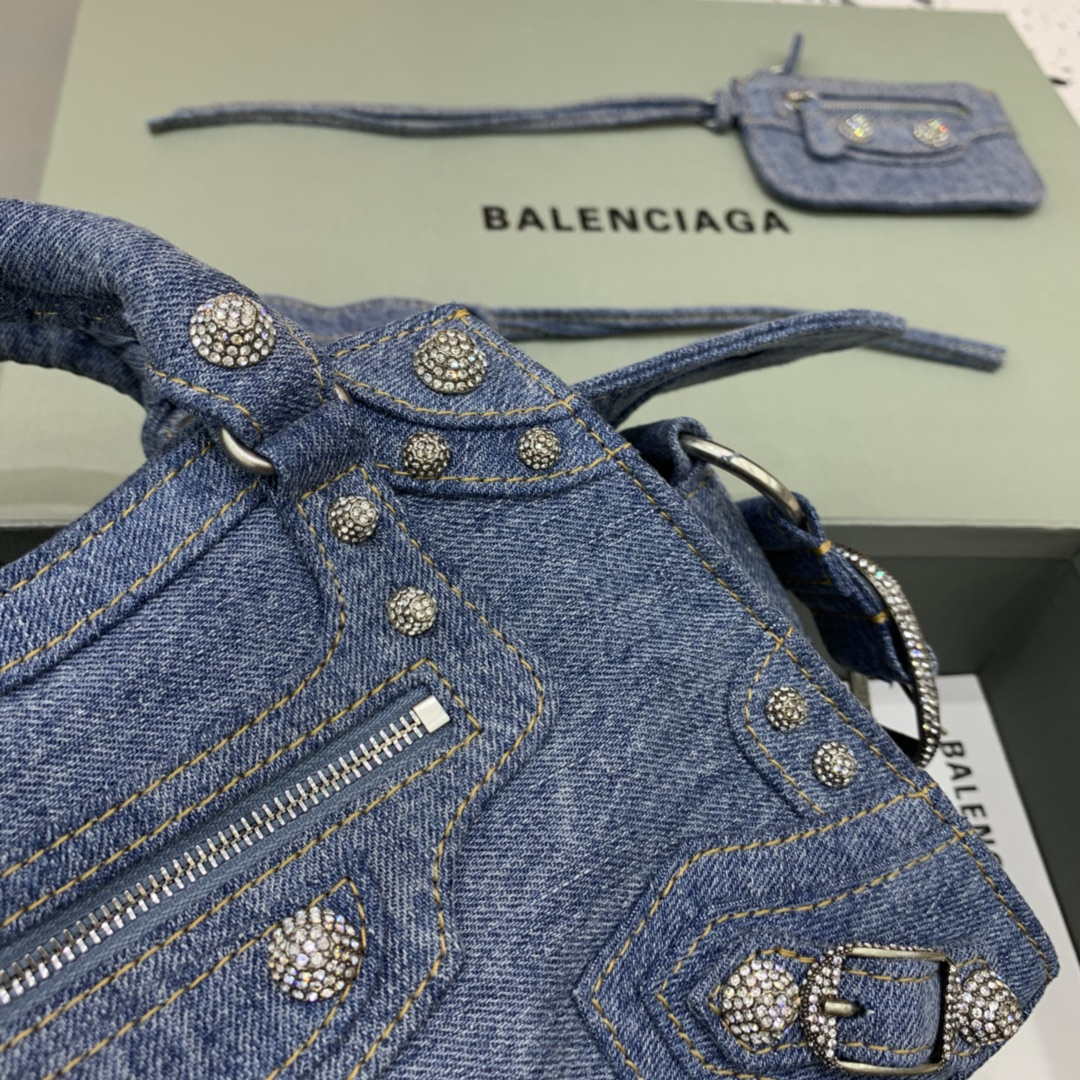 Balenciaga 700451210B Neo Cagole City Handbag in Denim Blue