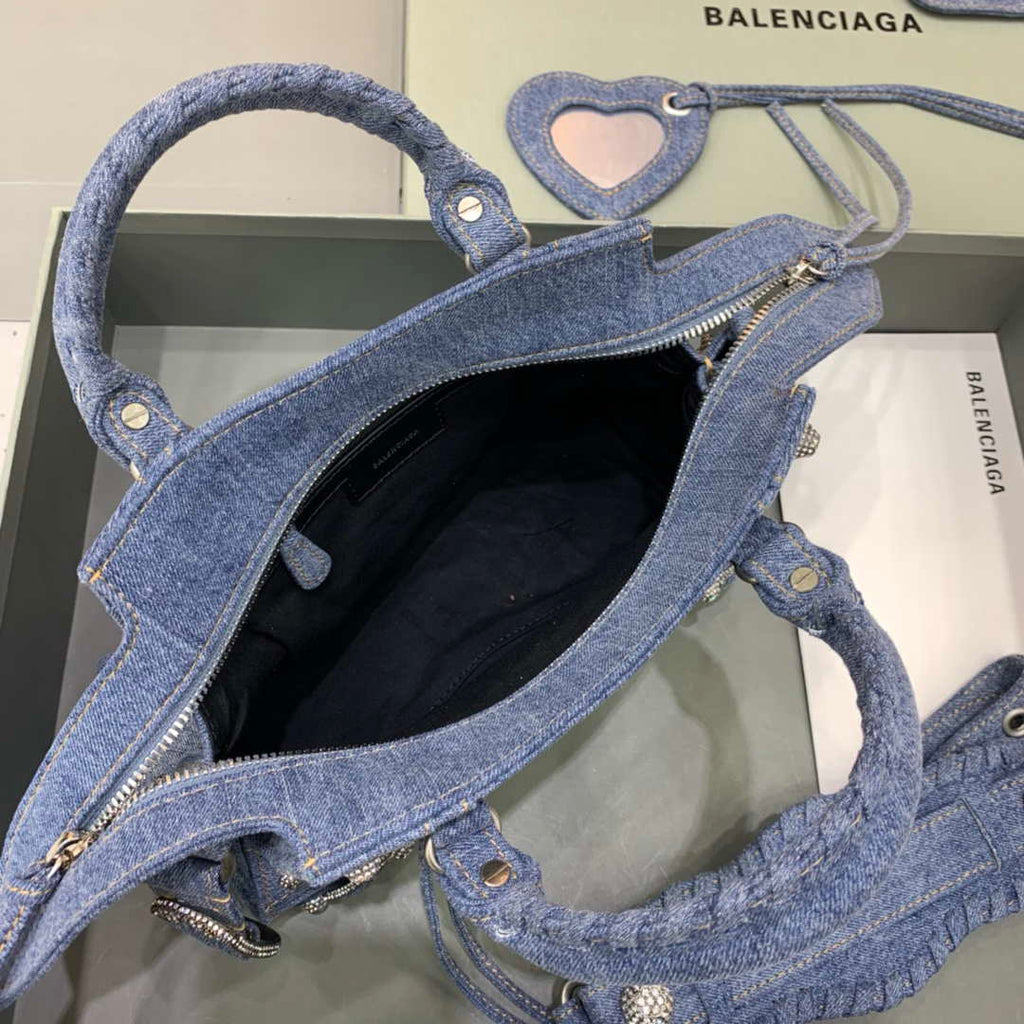 Balenciaga 700451210B Neo Cagole City Handbag in Denim Blue