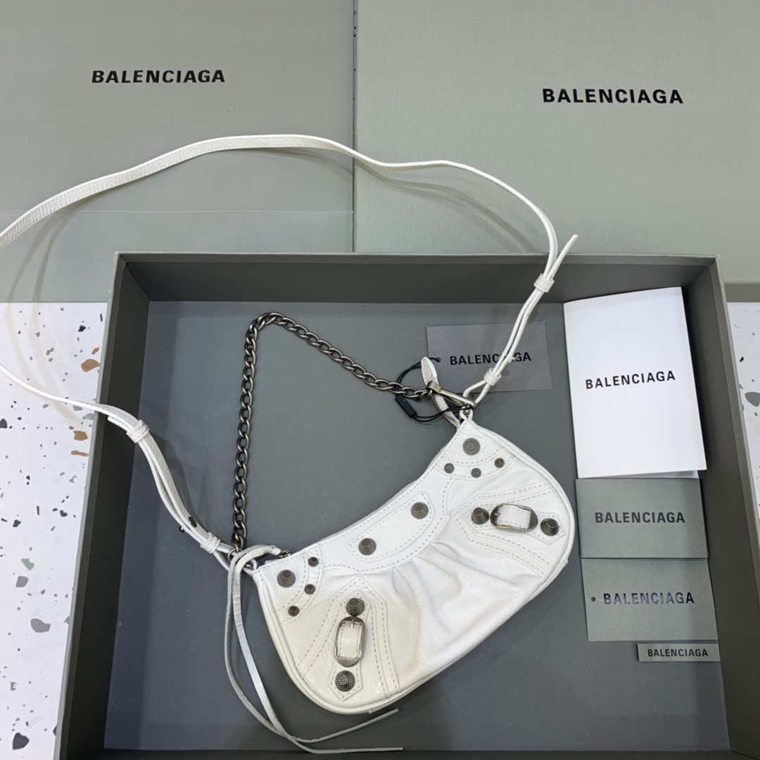 Balenciaga 6940271VG9 Le Cagole Mini Multipouch in White Arena lambskin - Default Title - View 1