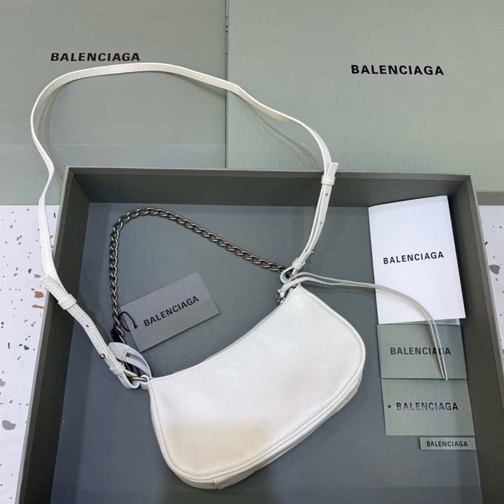 Balenciaga 6940271VG9 Le Cagole Mini Multipouch in White Arena lambskin