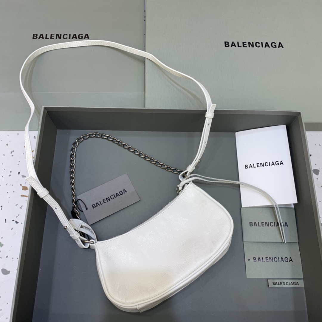 Balenciaga 6940271VG9 Le Cagole Mini Multipouch in White Arena lambskin