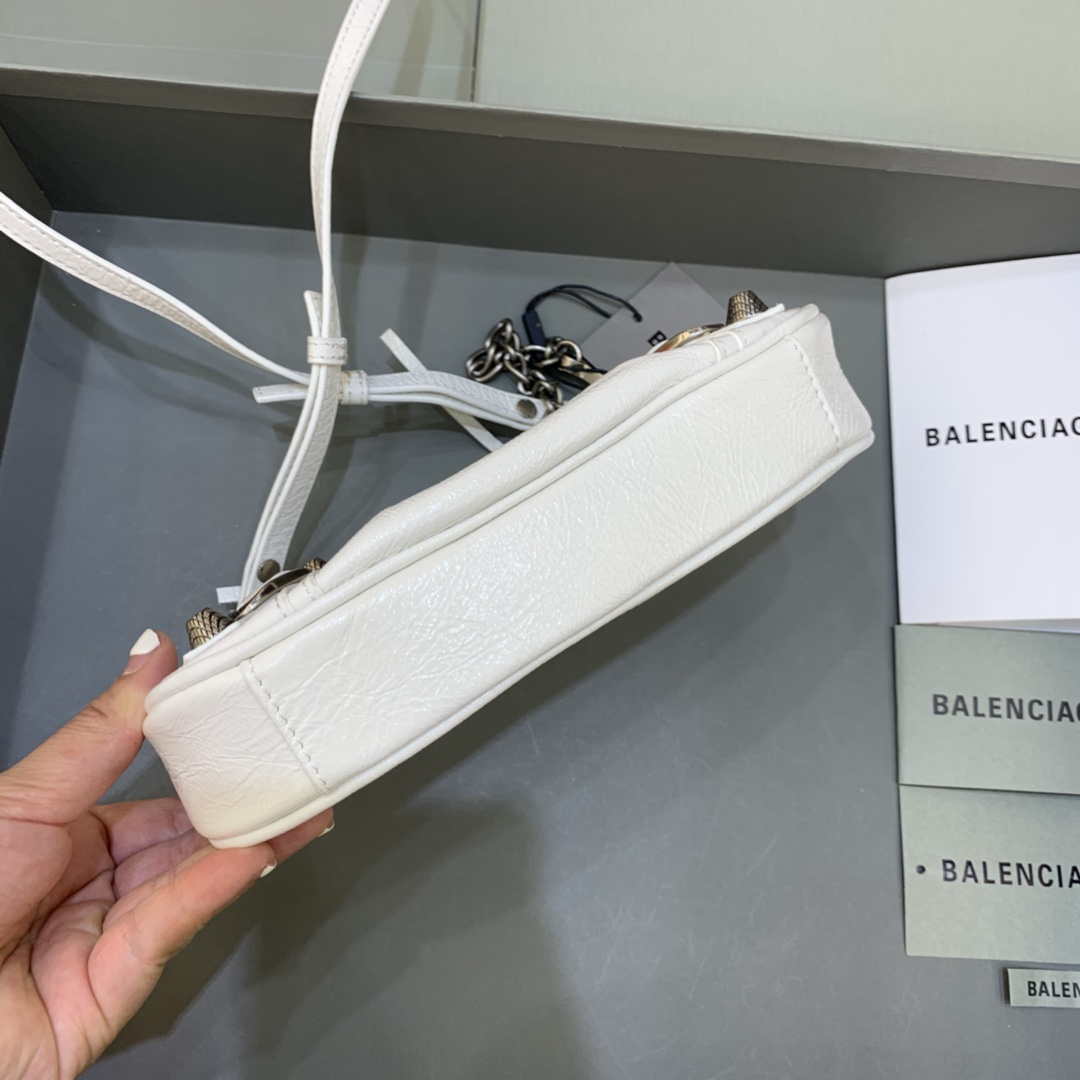 Balenciaga 6940271VG9 Le Cagole Mini Multipouch in White Arena lambskin