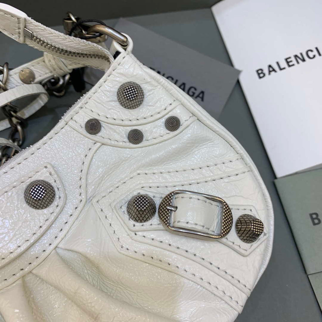 Balenciaga 6940271VG9 Le Cagole Mini Multipouch in White Arena lambskin