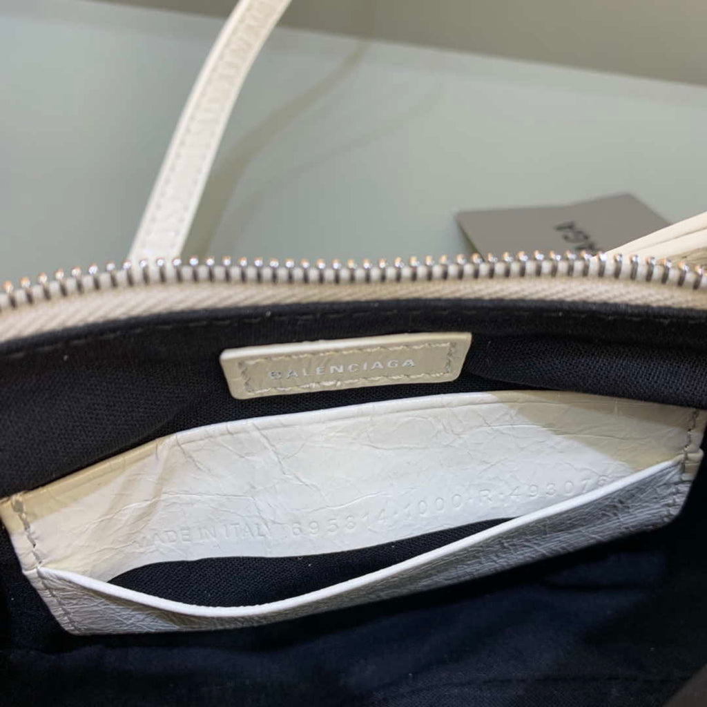 Balenciaga 6940271VG9 Le Cagole Mini Multipouch in White Arena lambskin