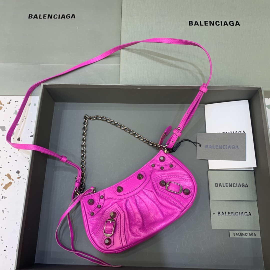 Balenciaga 6940271VG9 Le Cagole Mini Multipouch in Sky Pink Arena lambskin - Default Title - View 1