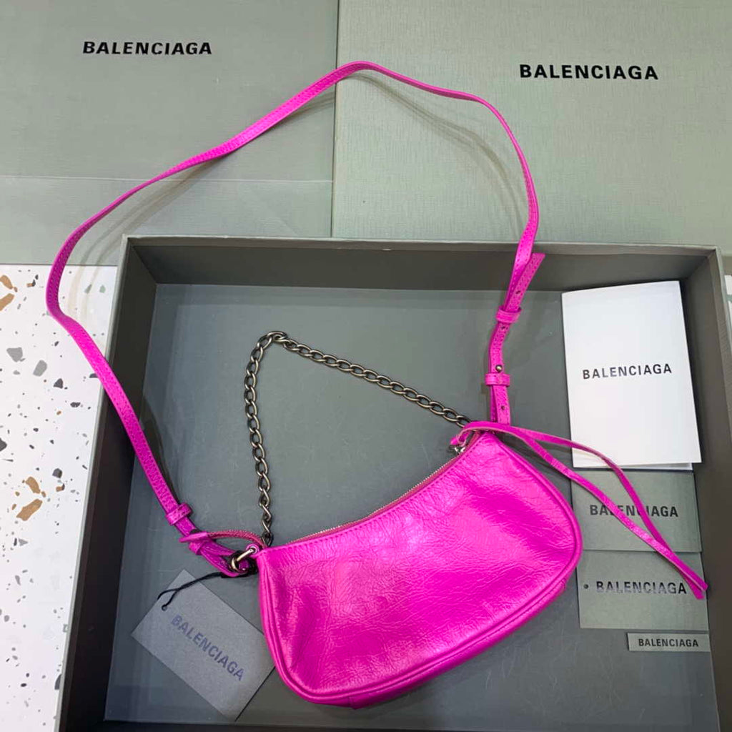 Balenciaga 6940271VG9 Le Cagole Mini Multipouch in Sky Pink Arena lambskin