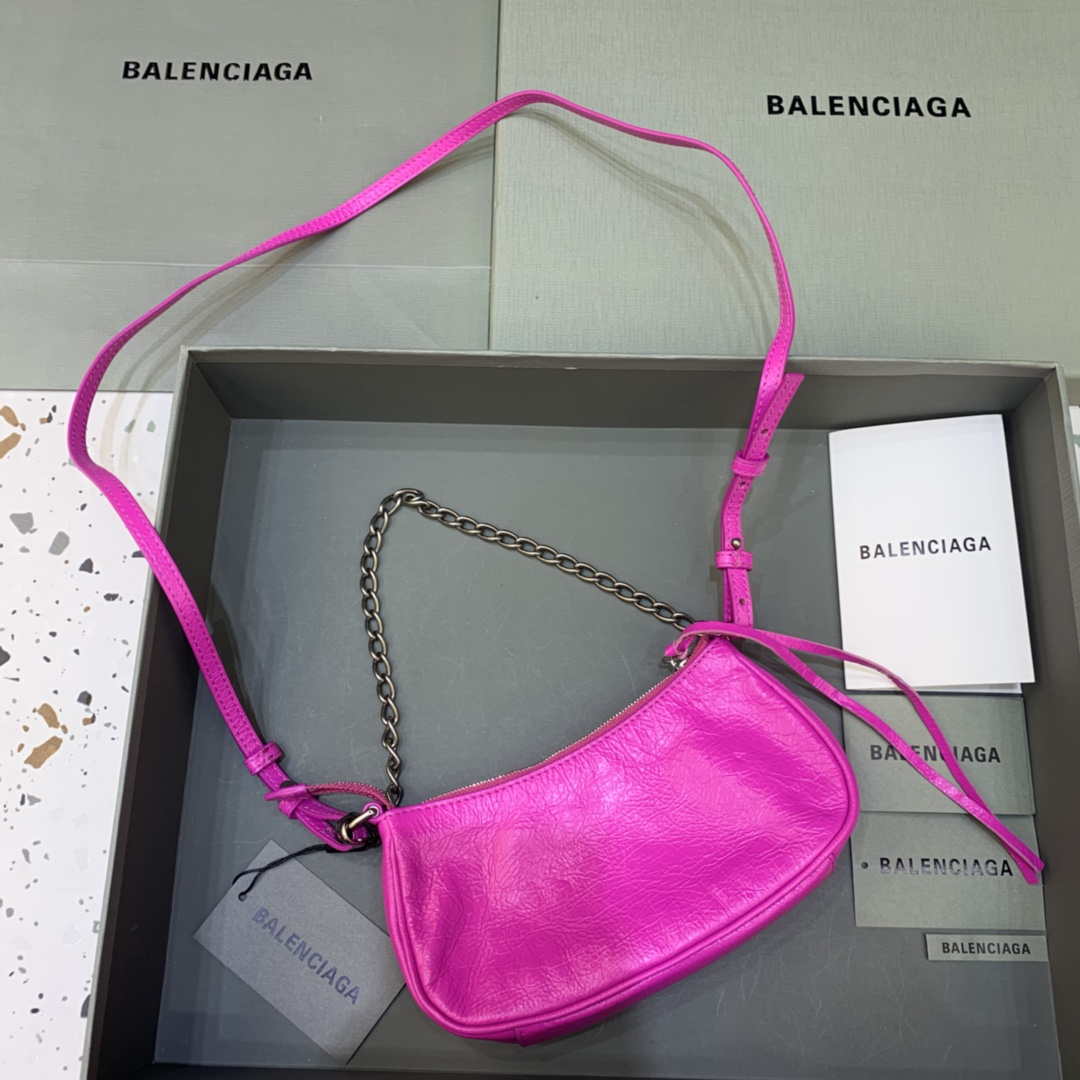 Balenciaga 6940271VG9 Le Cagole Mini Multipouch in Sky Pink Arena lambskin