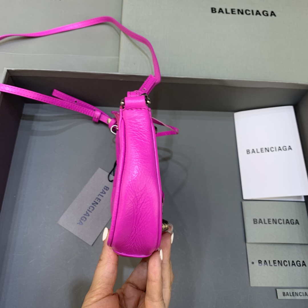 Balenciaga 6940271VG9 Le Cagole Mini Multipouch in Sky Pink Arena lambskin
